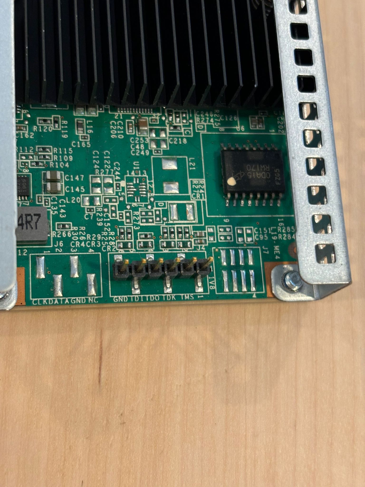 View of the JTAG interface on the PCB